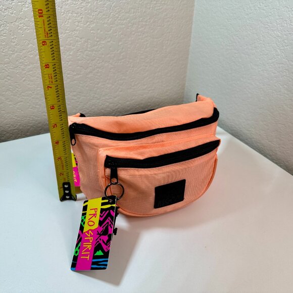 NWT VTG Pro Spirit 90s Fanny Pack Neon Orange Double Pocket Belt Bag Hip Pack - Picture 12 of 14